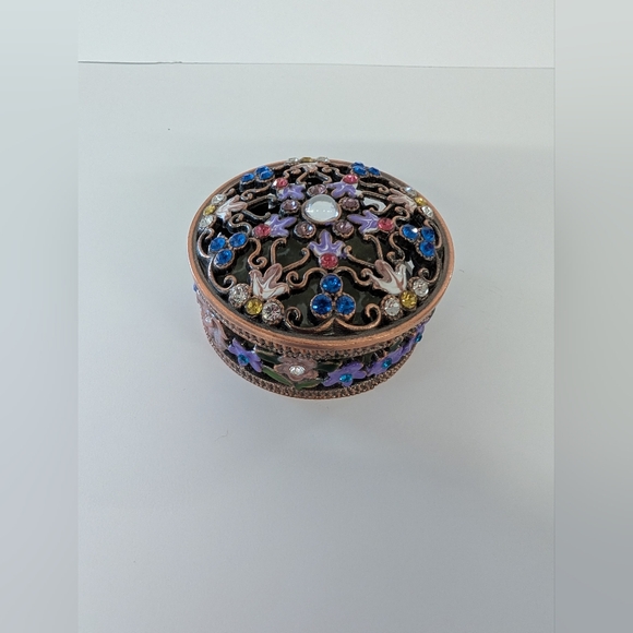 Other - Ornate Mini Jewelry Box Or Ring Holder with Colorful Gemstones.